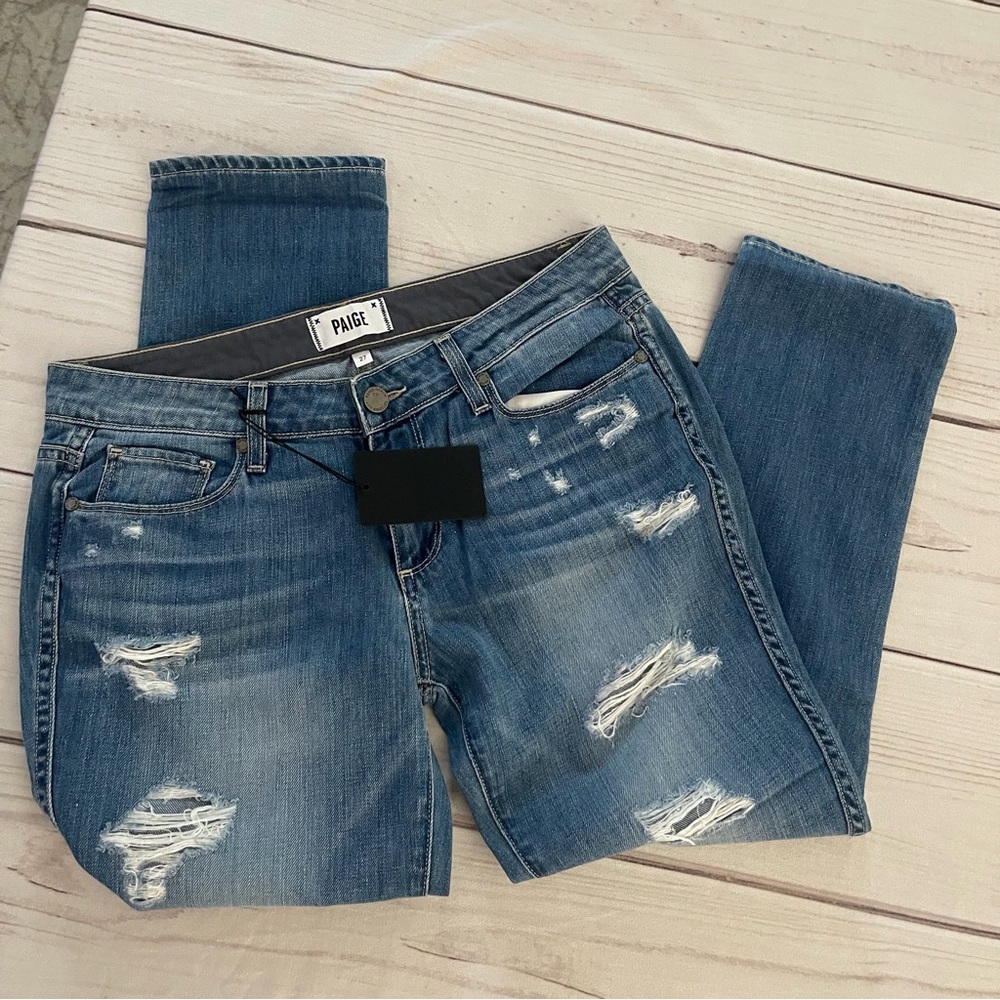 PAIGE Light Blue Distressed boyfriend jeans